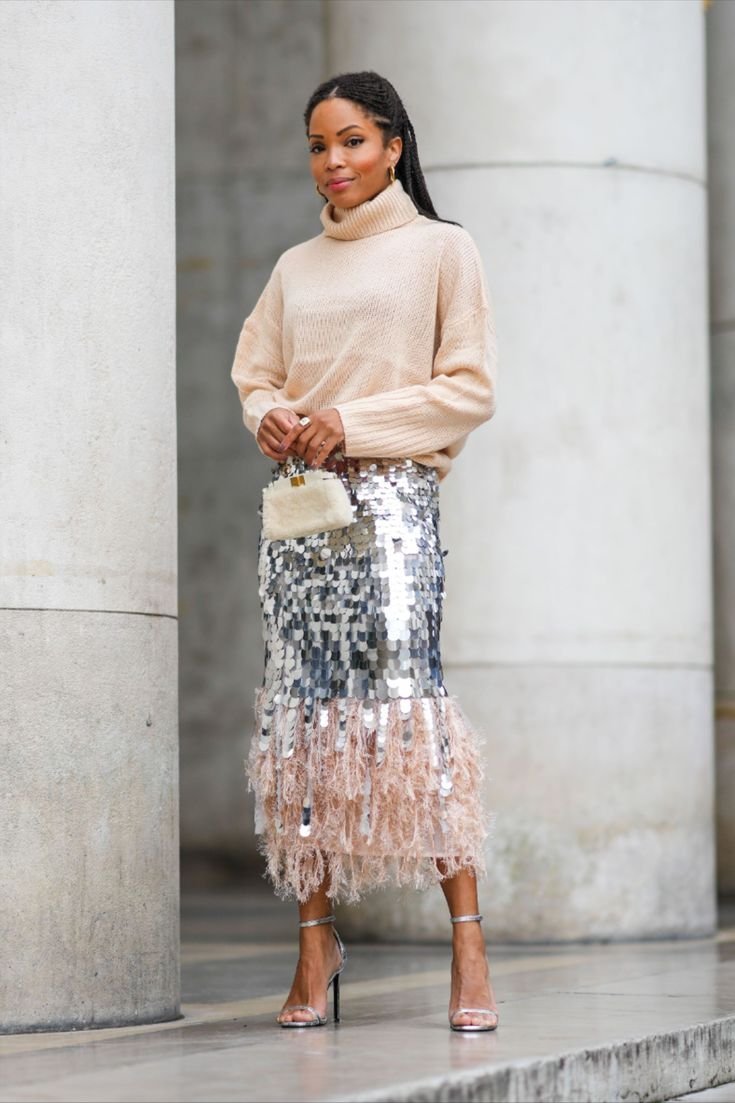 Idées de tenues de fête avec jupe à paillettes - tenue jupe à paillettes