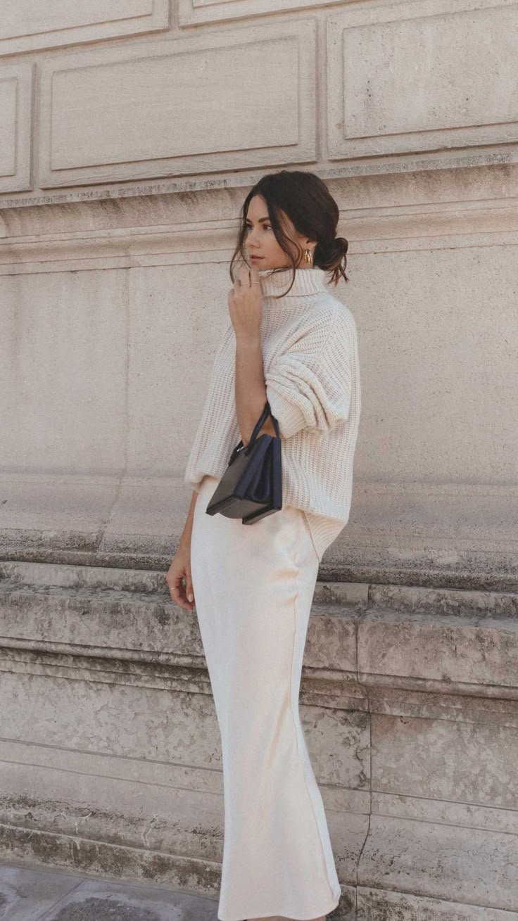 SarahChristine, Comment porter une jupe en soie pour l'hiver ? - Jupe en satin pour l'hiver