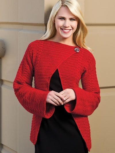 Ravissante en cardigan rouge cache-cœur - tenue cardigan rouge