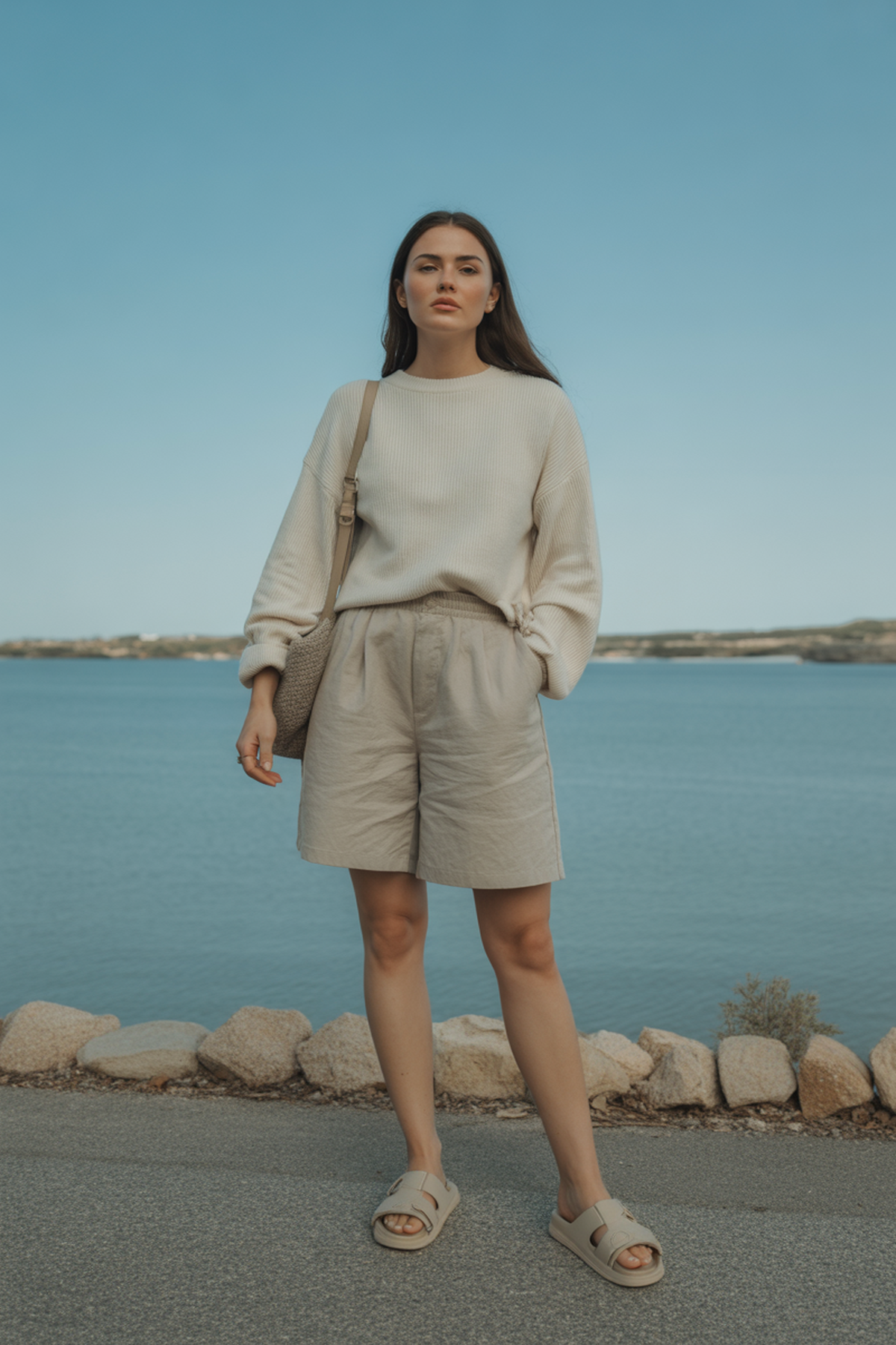 Pull Léger Avec Shorts en Lin Pour les Journées Plus Fraîches