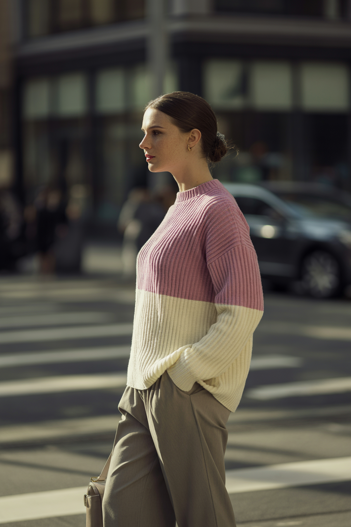 Suéter de Punto Bicolor para Contraste Visual