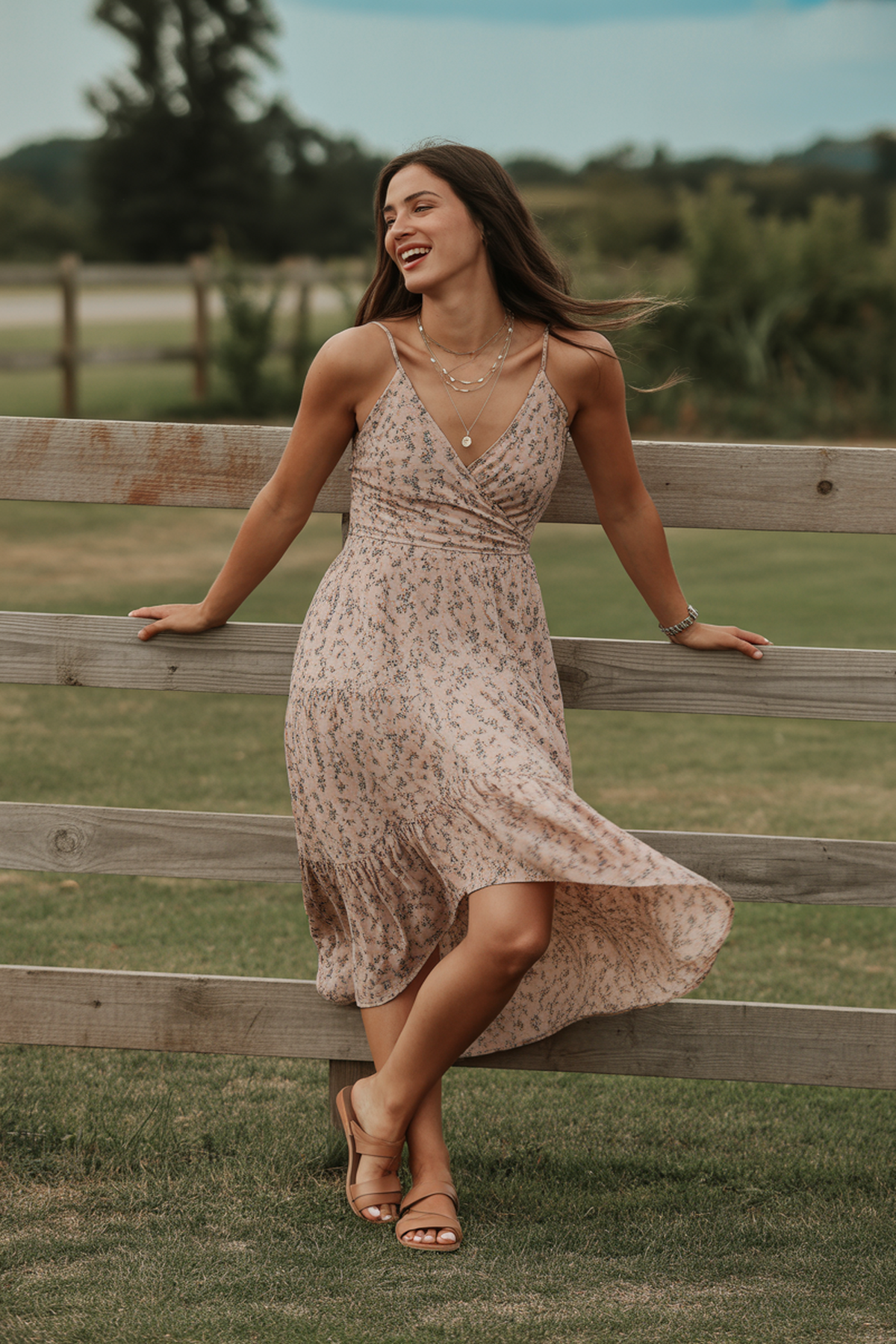 Vestido Cruzado de Inspiración Boho con Falda Fluida