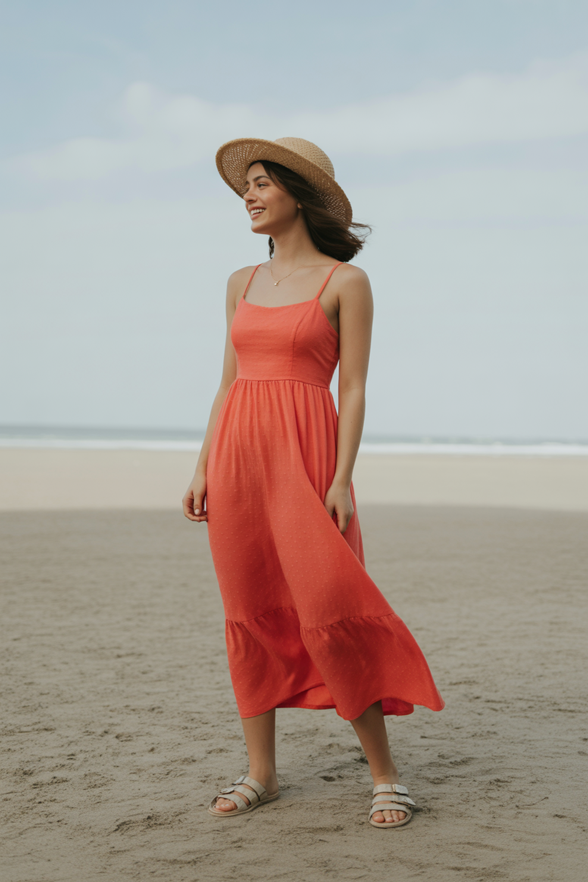 Vestido de Tirantes Finos y Brillantes para Días Ventilados