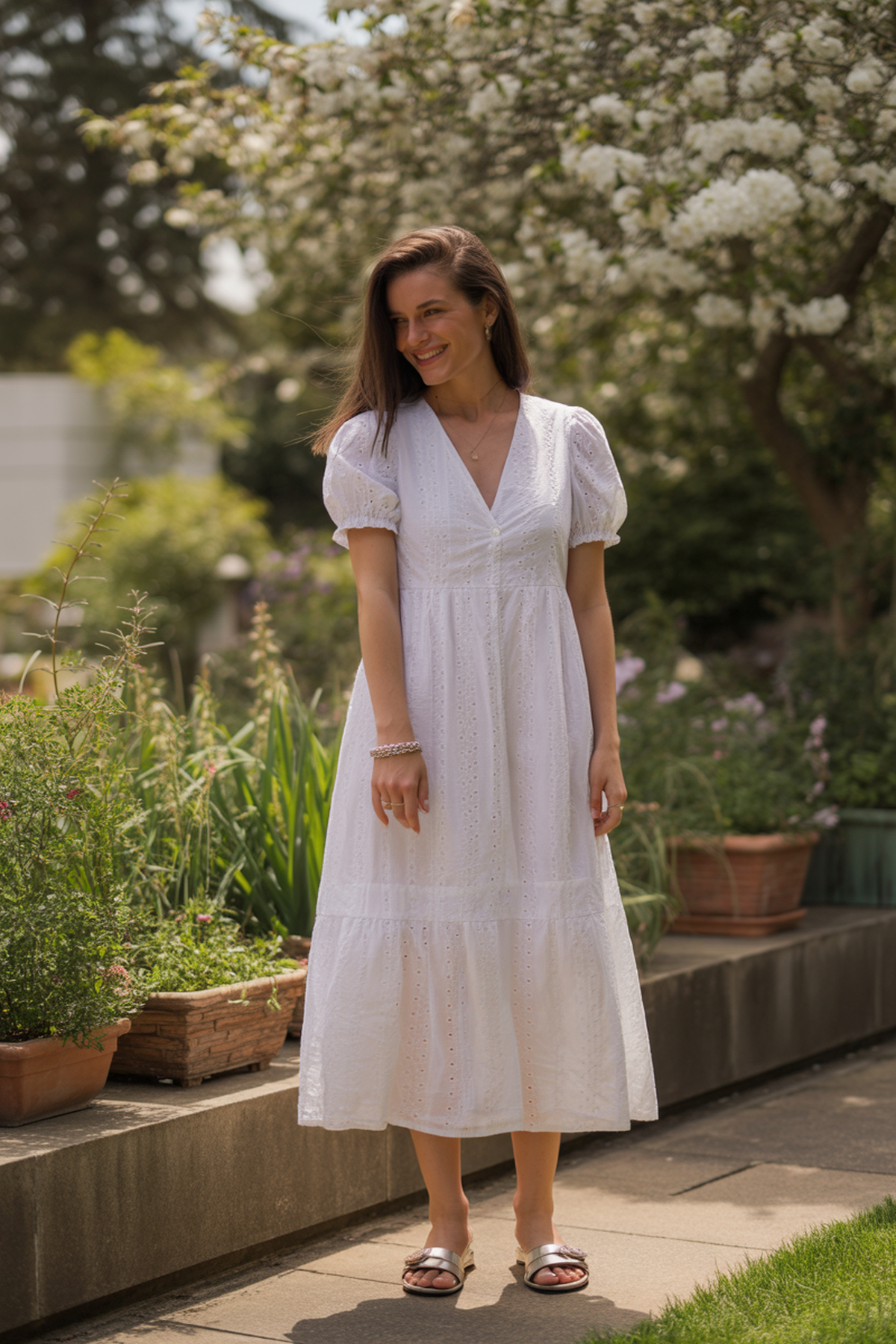 Vestido de Encaje Ojalillo para un Encanto Veraniego Delicado