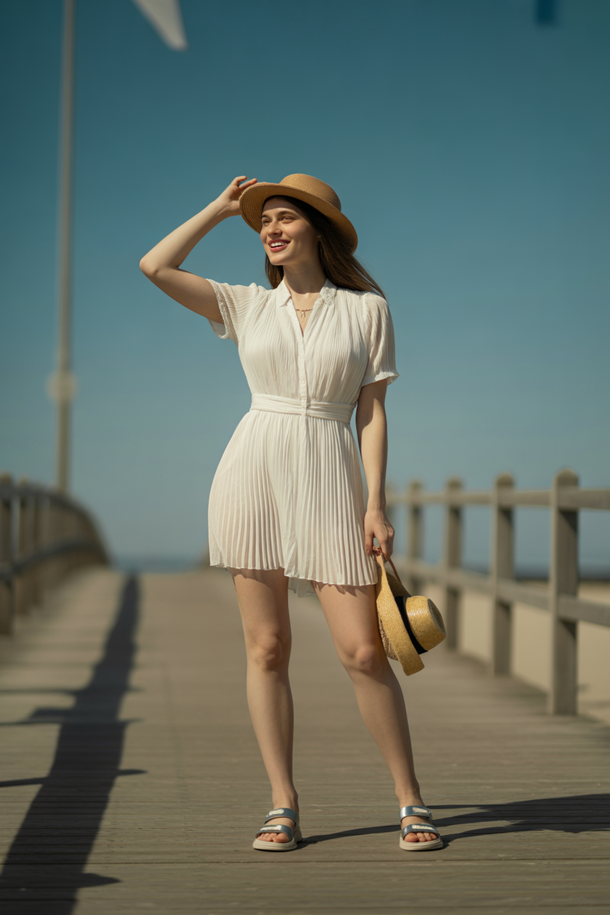 Vestido Mini Plisado Off-White para Vibras Frescas