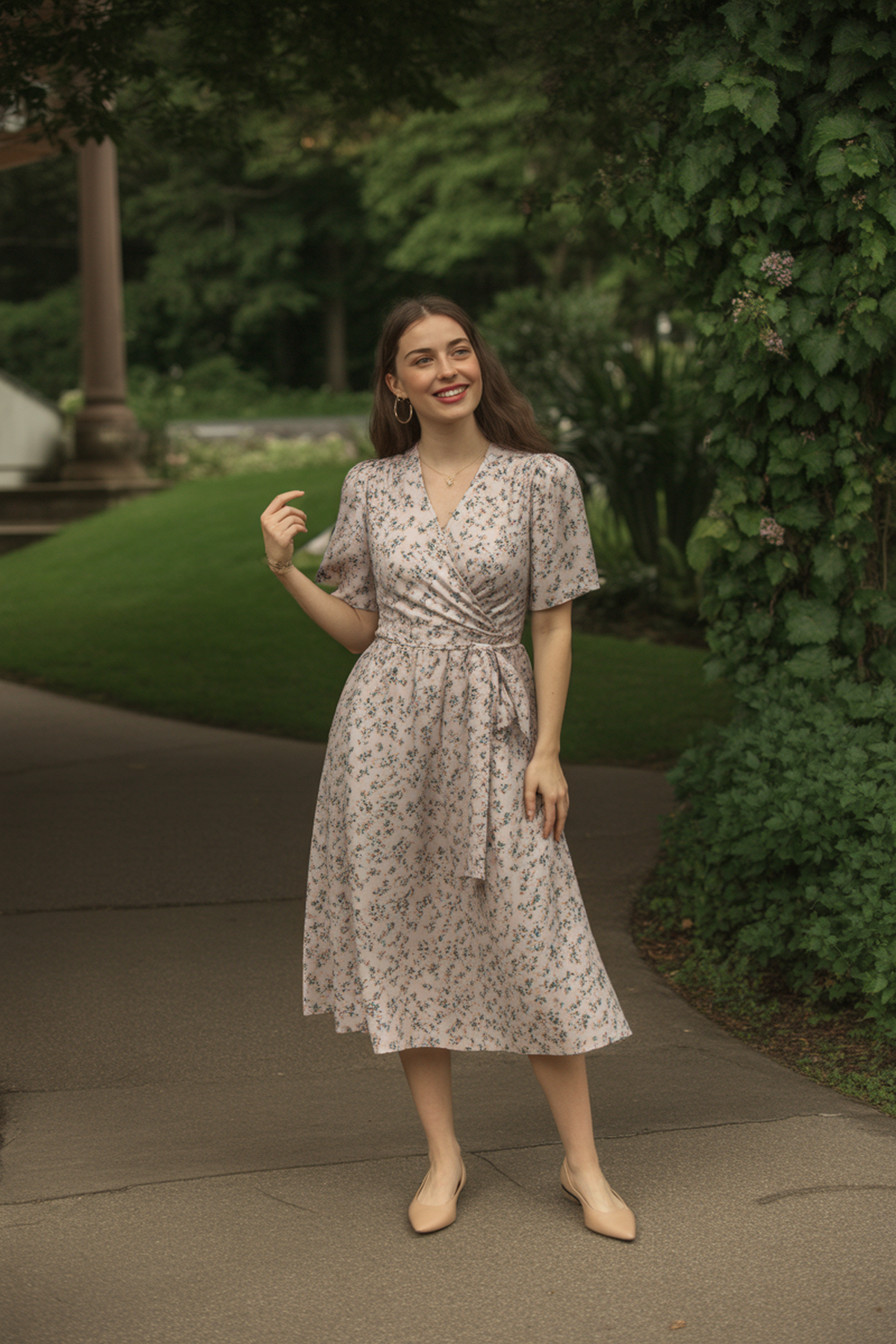 Vestido Midi Cruzado Estampado para una Frescura Elegante