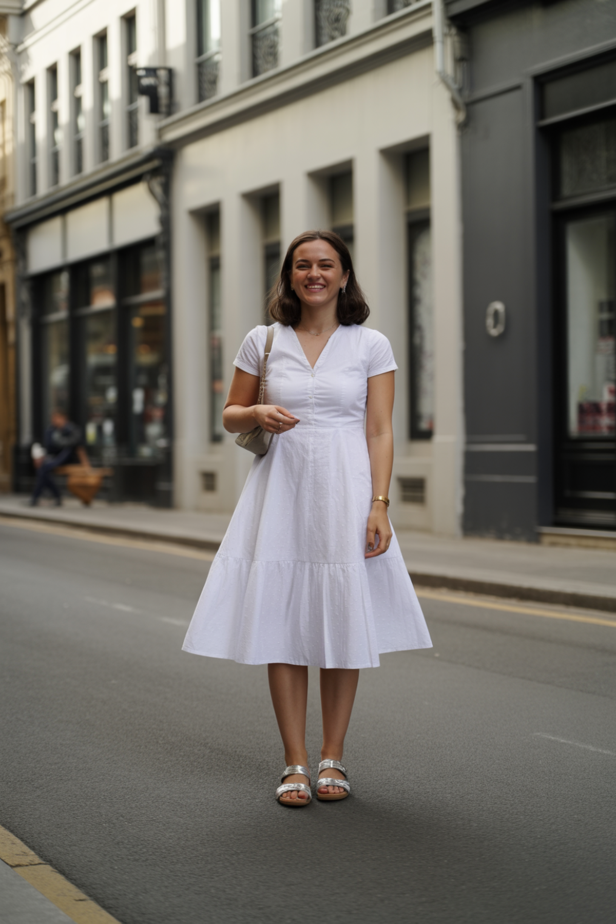 Vestido Simple en Línea A con Tela Transpirable