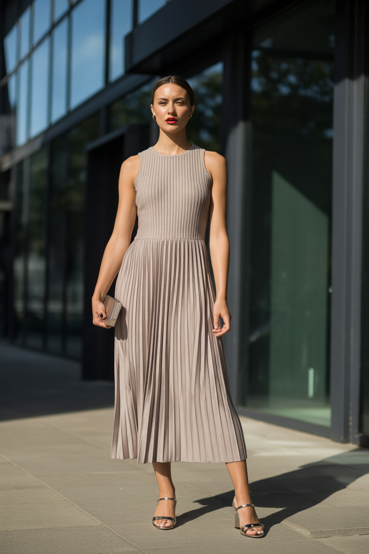 Vestido Plisado sin Mangas para un Movimiento Grácil