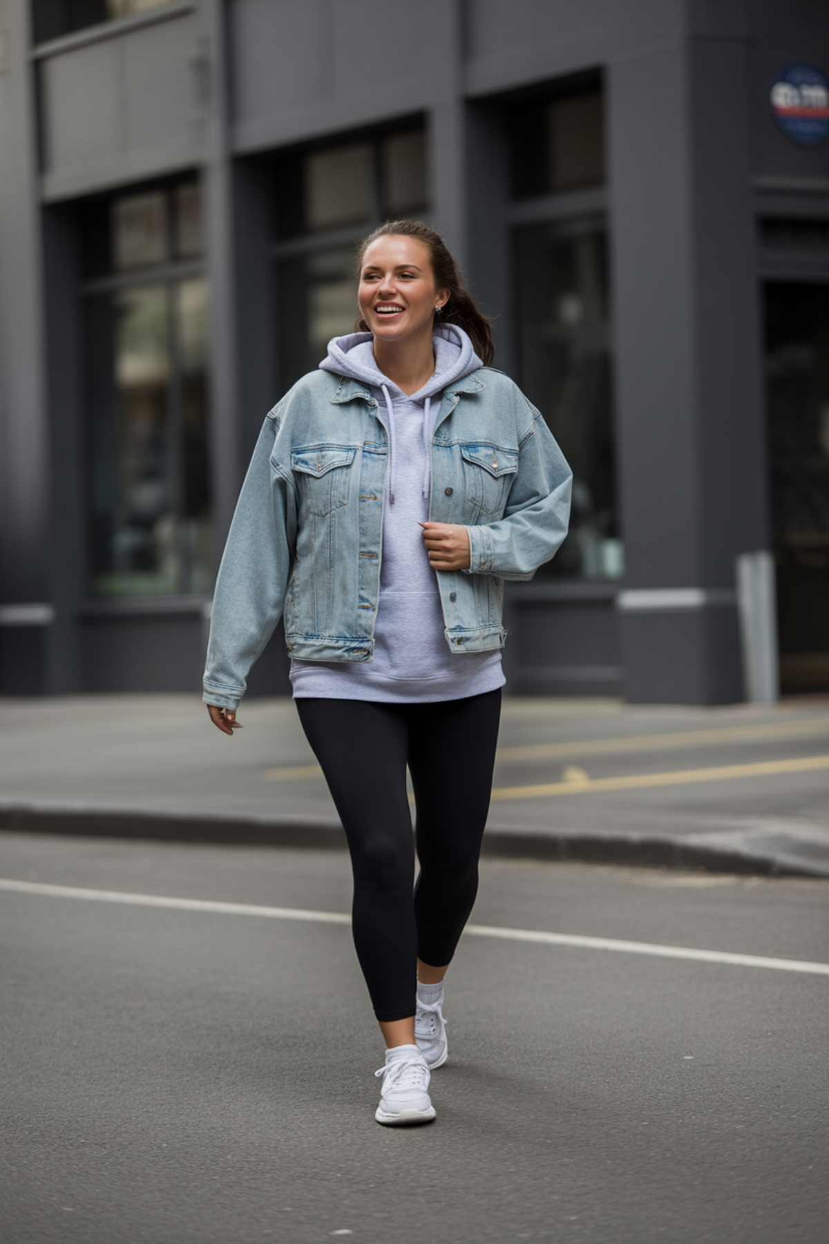 Chaqueta de Mezclilla Sobre Sudadera con Capucha