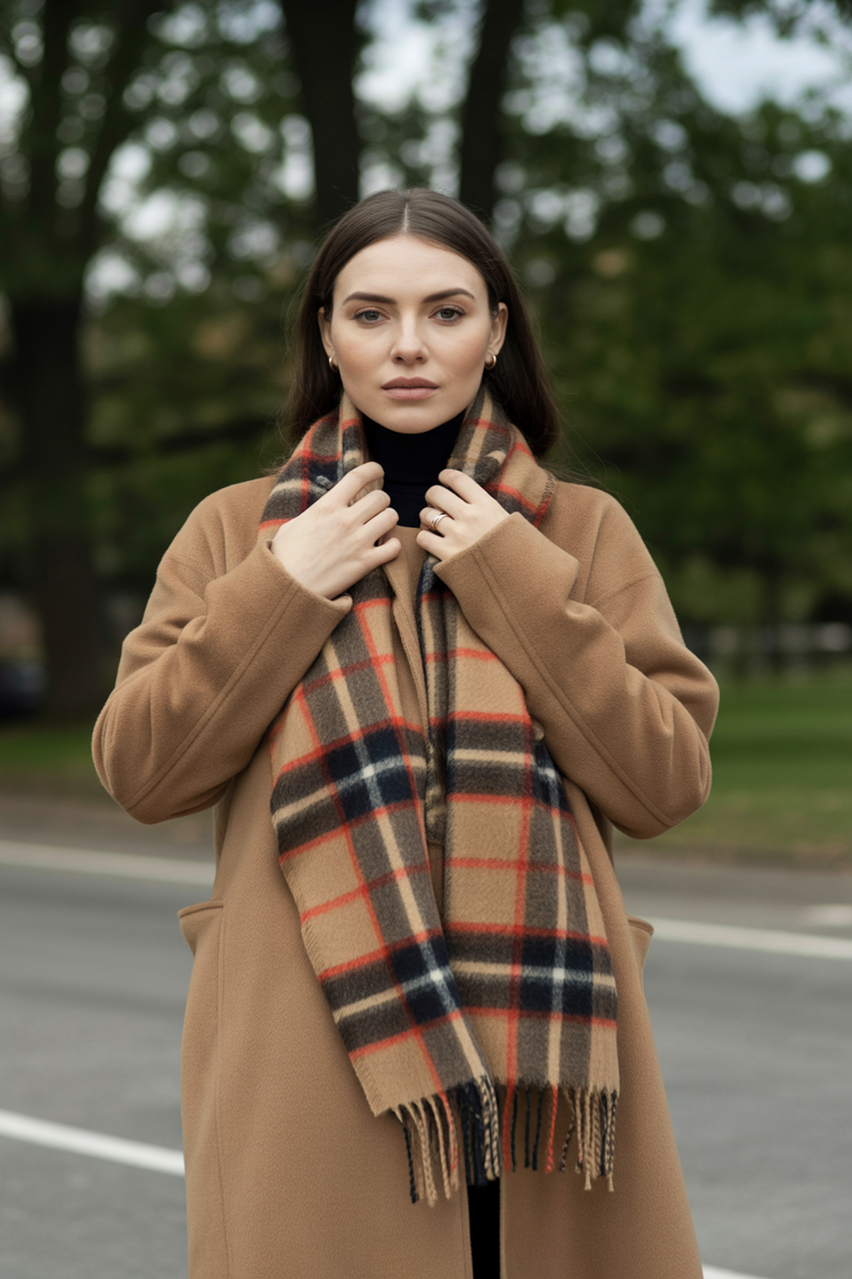 Bufanda Oversize Con Abrigo de Lana