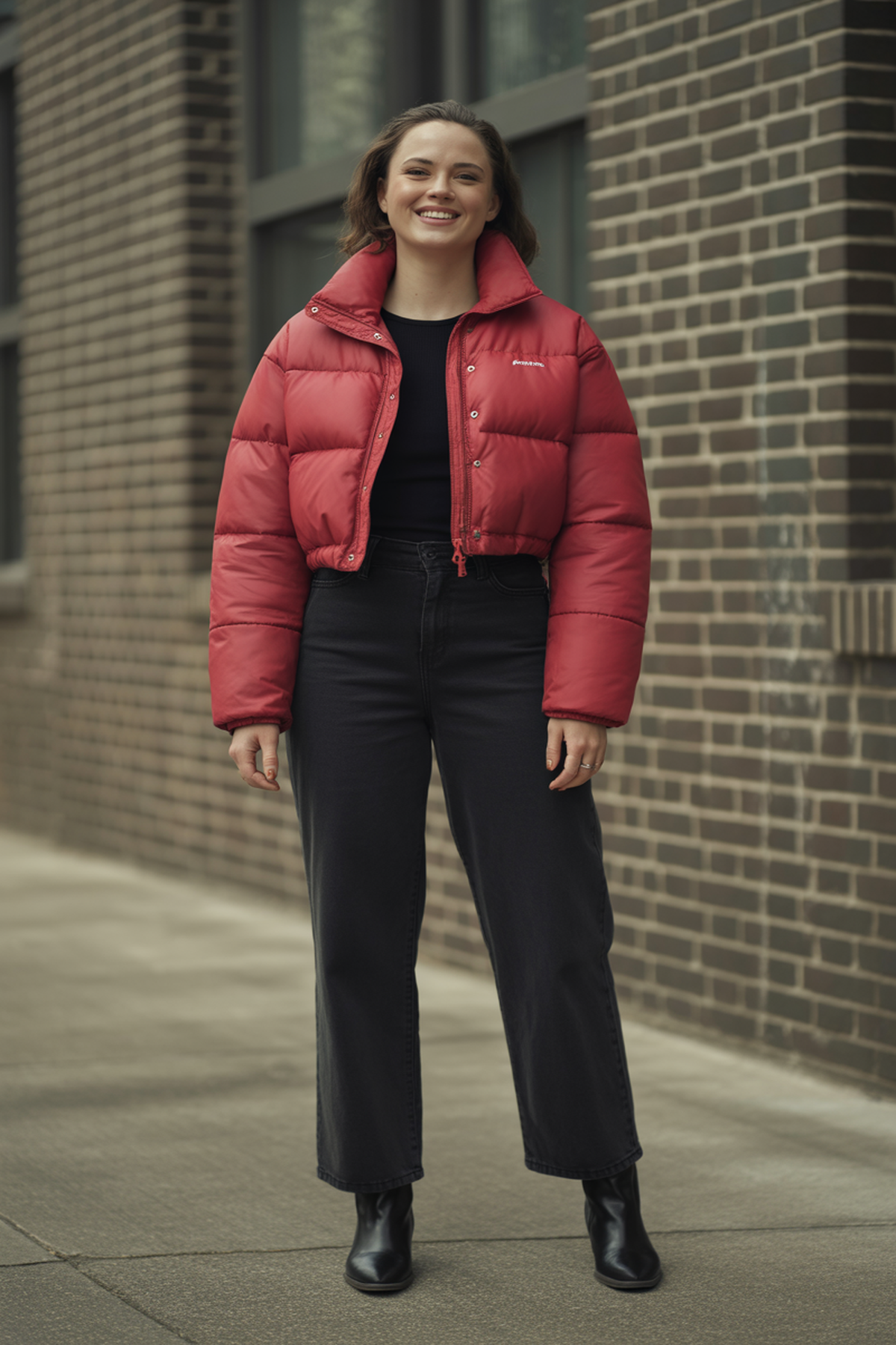 Doudoune courte avec pantalon taille haute