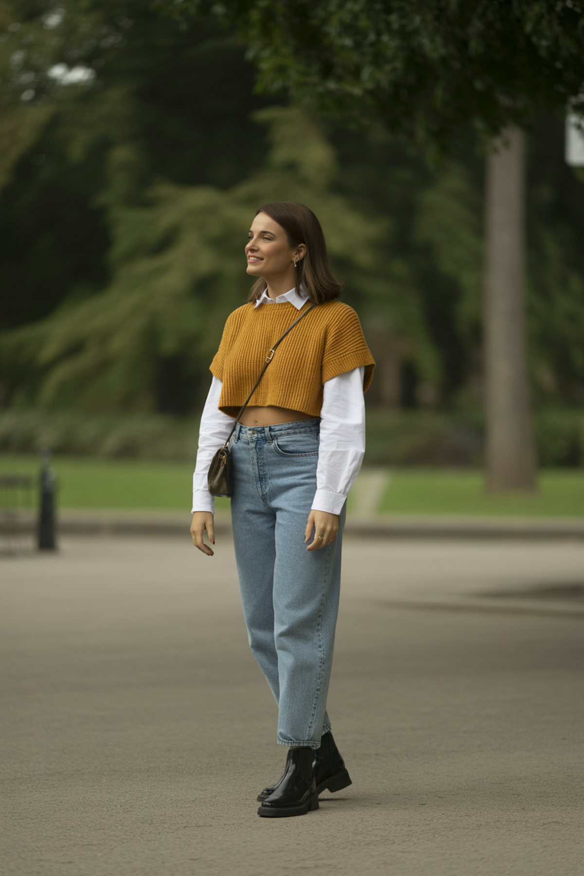 Pullover court sur une chemise à manches longues