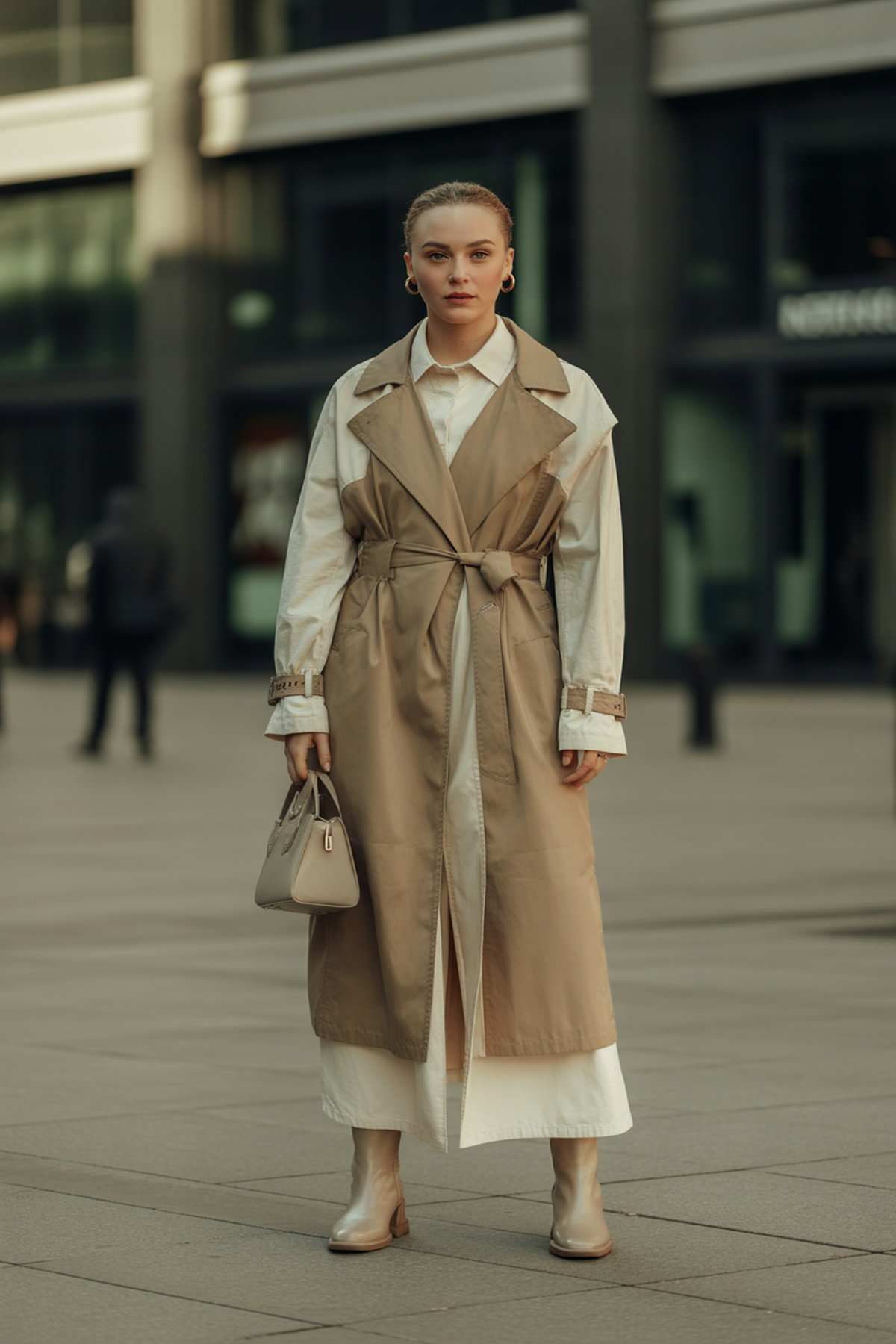 Couches monochromes avec un trench-coat ceinturé