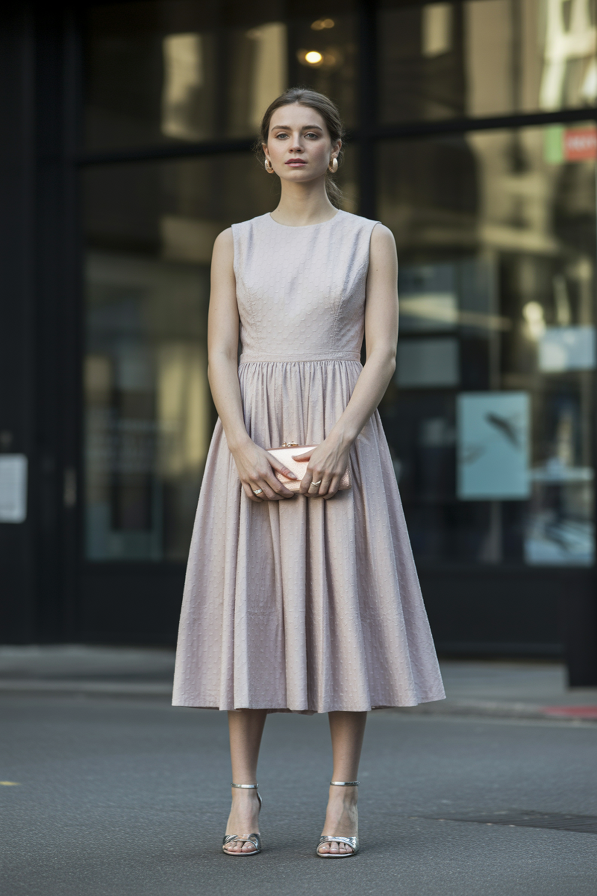 Robe Midi Classique Avec Délicats Accents en Dentelle