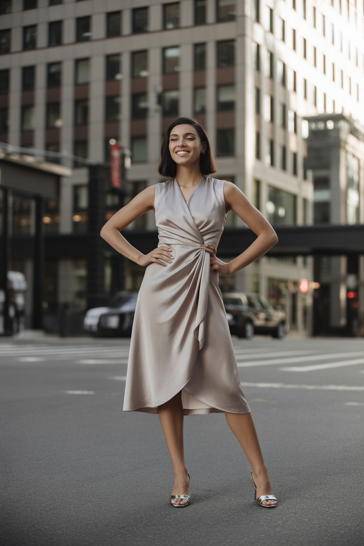 Robe Portefeuille Élégante Avec Drapé Doux