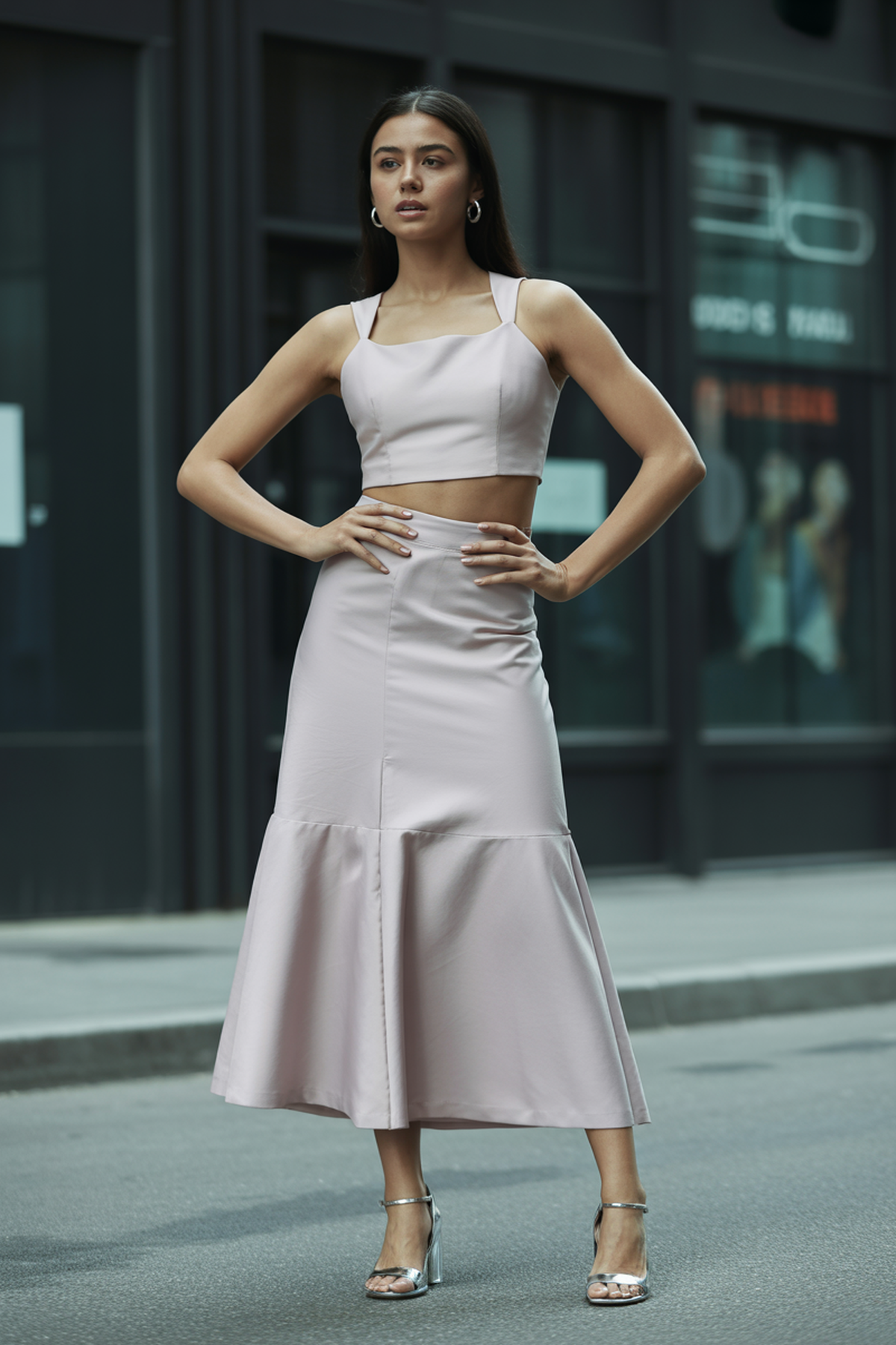 Ensemble Deux-Pièces Avec Crop Top Et Jupe Taille Haute