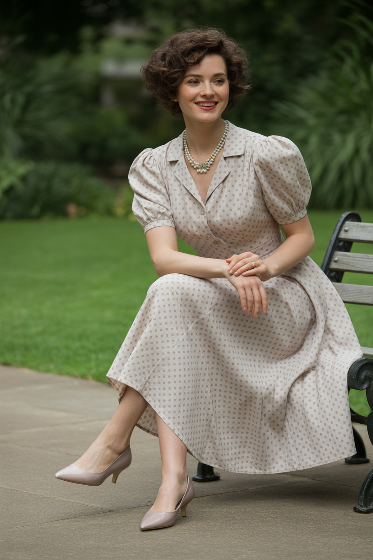 Robe Vintage Mi-Longue Avec Pois