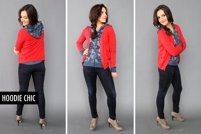 10 façons de porter un cardigan - Brit + Co - tenue cardigan rouge