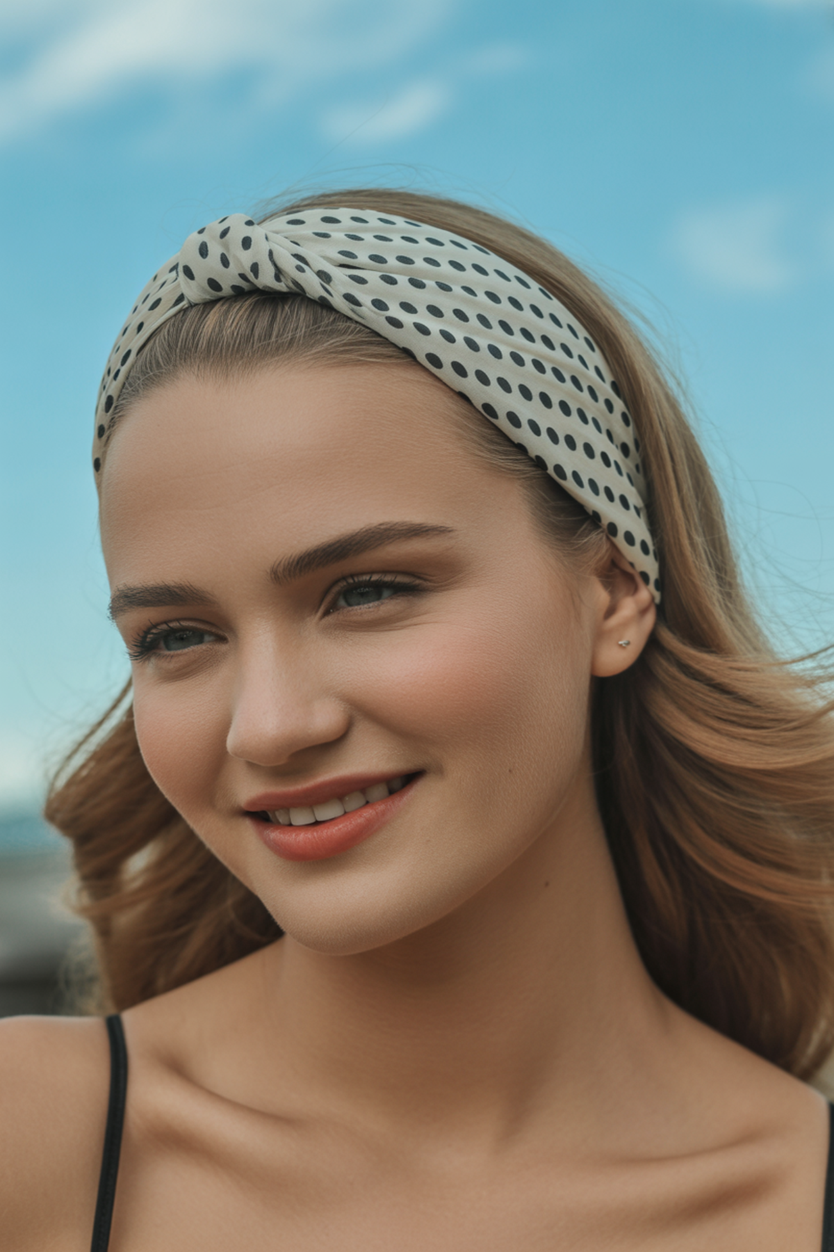 Cintas para la cabeza de lunares con inspiración vintage