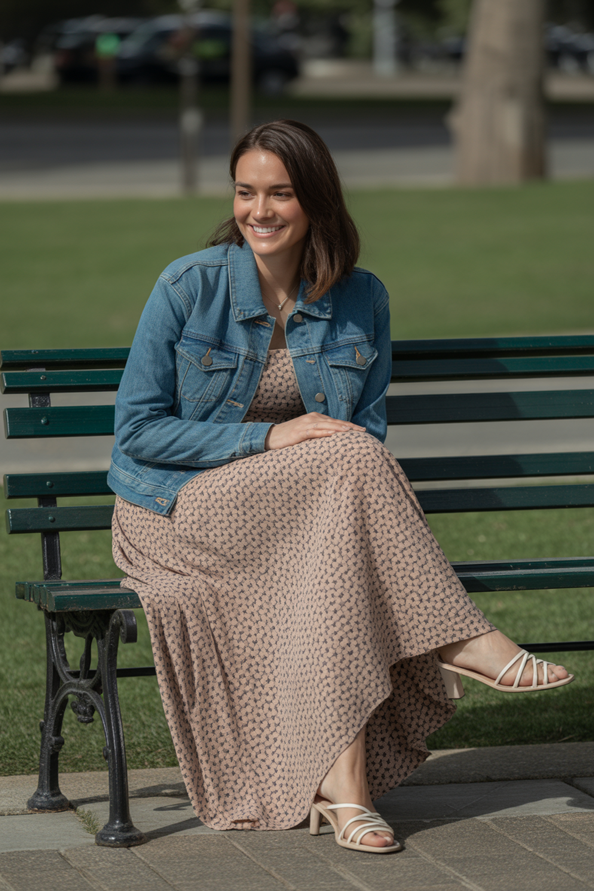 Veste en Jean Décontractée Chic Avec Robe Maxi