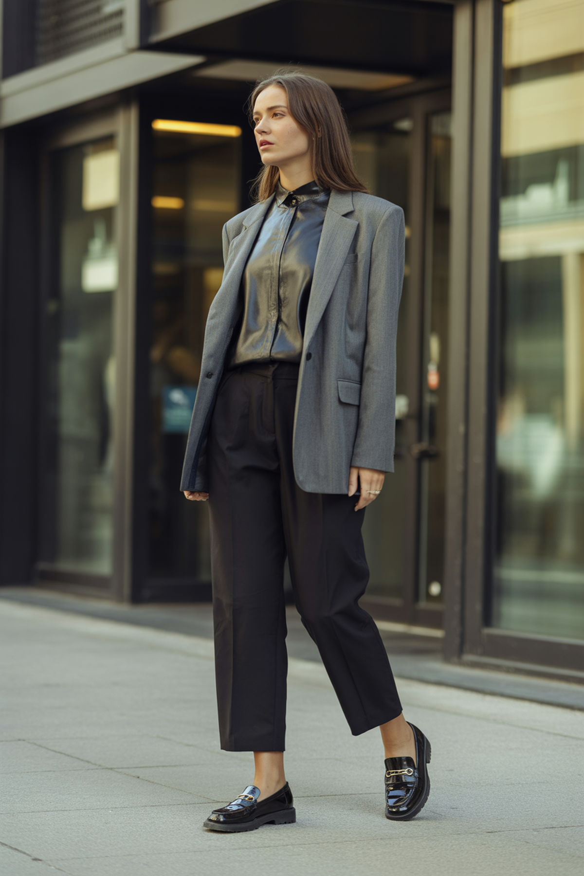 Blazer chic superposé sur un haut imperméable