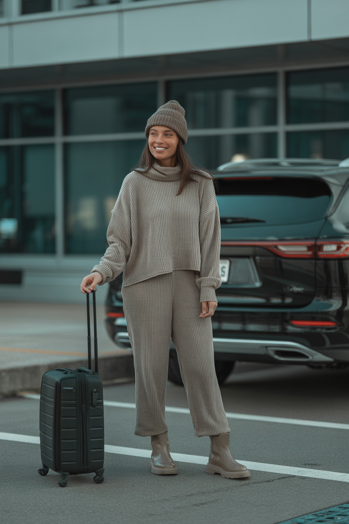 Ensemble en maille douillet avec bottes épaisses et bonnet