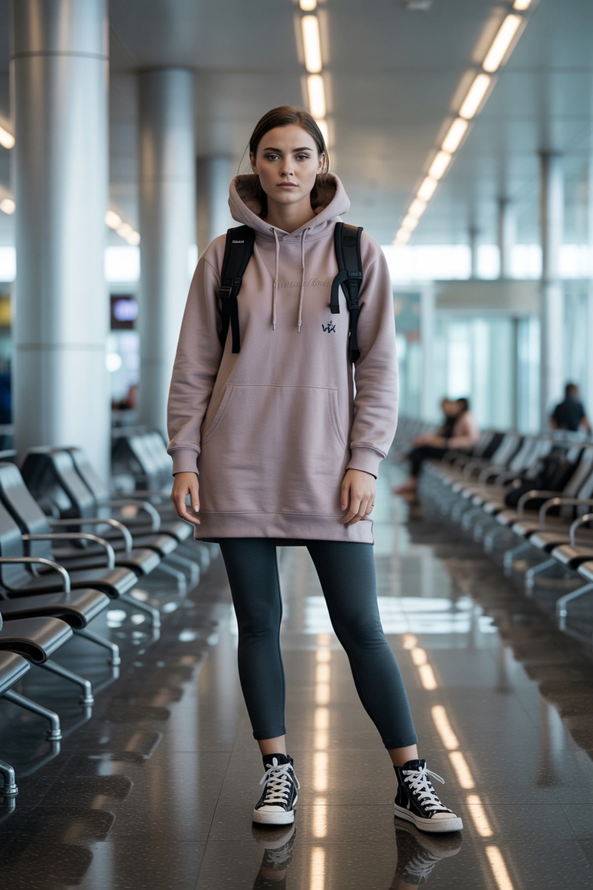 Robe sweat douce avec leggings et baskets montantes