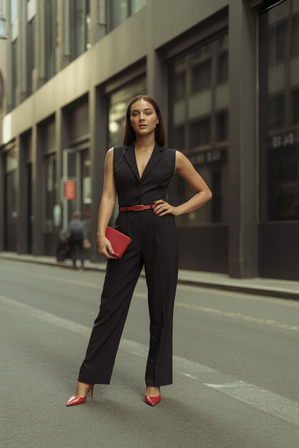 Mono negro clásico con acentos rojos