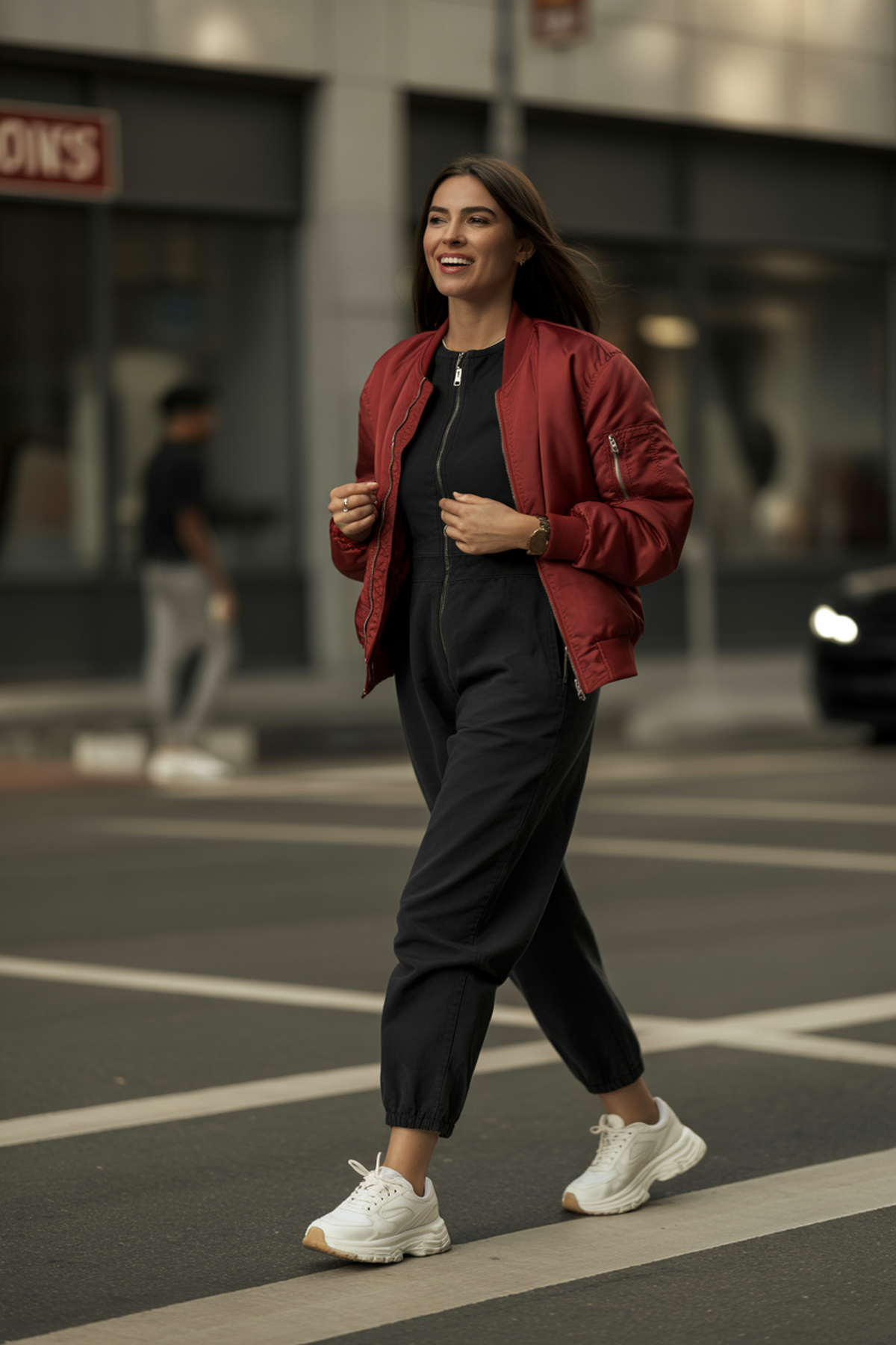Mono deportivo con chaqueta bomber y zapatillas
