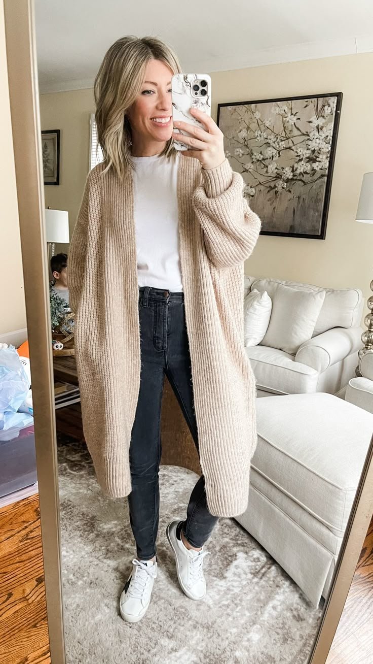 Cardigan oversize - tenue cardigan beige