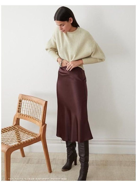 Jupe en satin d'hiver - tenue jupe en satin d'hiver