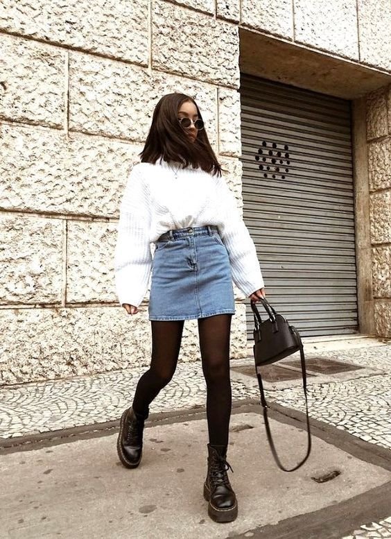 Mini-jupe Mini-jupe - tenue jupe en jean hiver