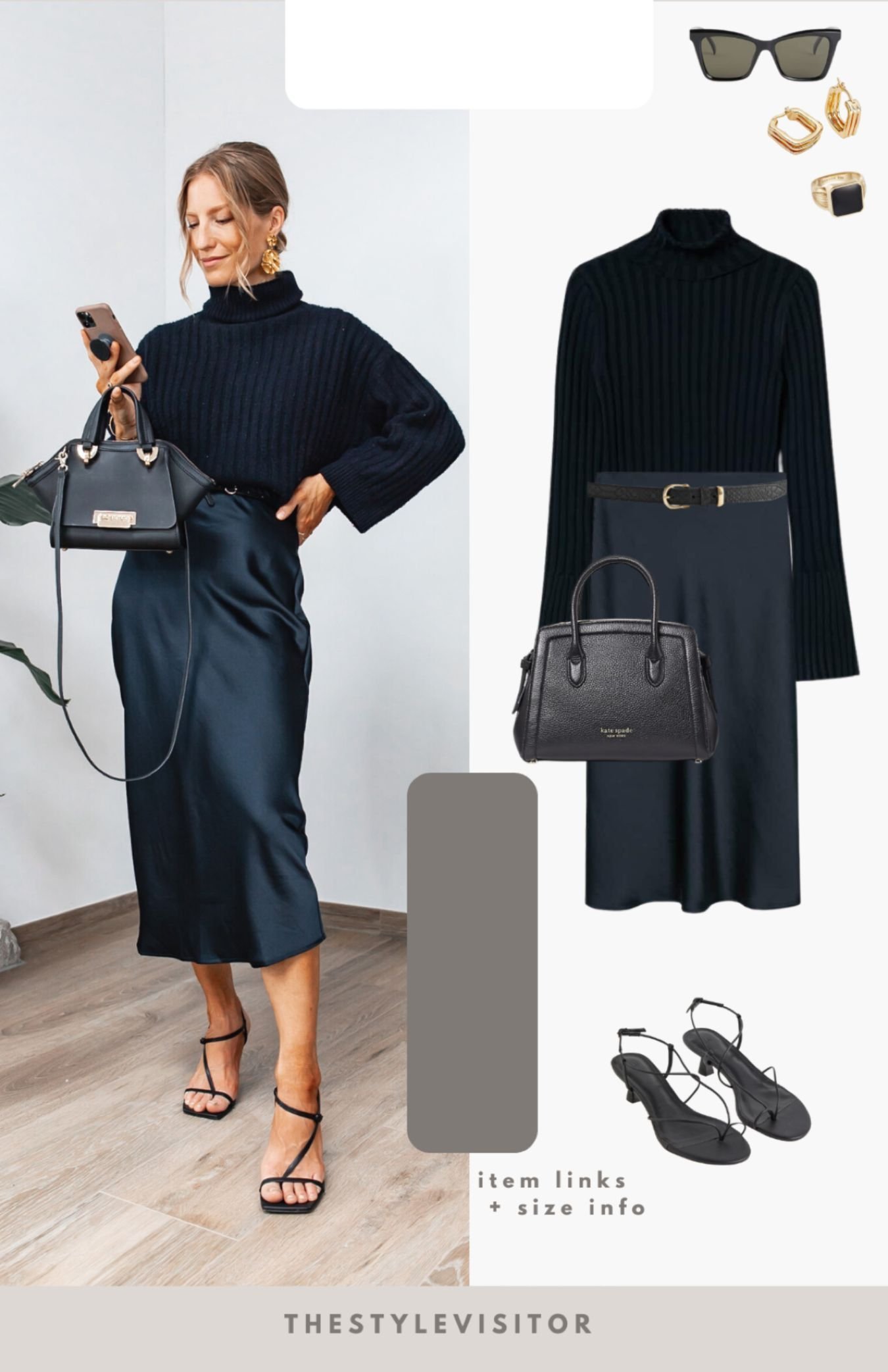 Jupe midi en satin sélectionnée sur LTK - tenue jupe satin hiver