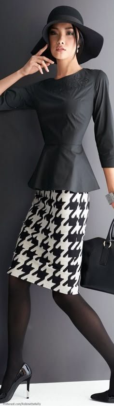 Jupe pied-de-poule - tenue jupe pied-de-poule