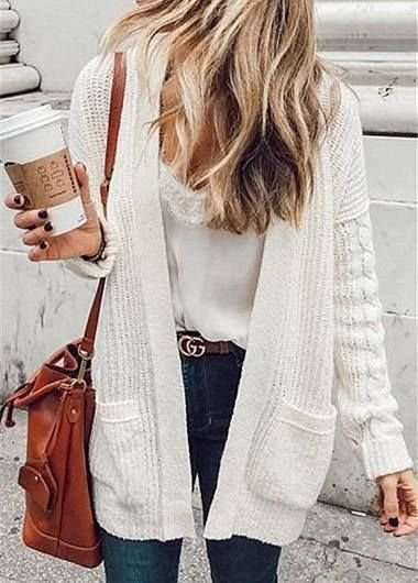 51 idées de tenues avec un cardigan blanc | Tenues avec un cardigan, tenue avec un cardigan blanc, mode - tenue avec un cardigan oversize