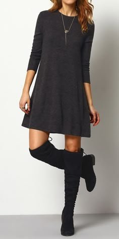 12 idées de tenues avec une robe pull noire | robe pull, tenue avec une robe pull, robe pull noire - robe pull noire