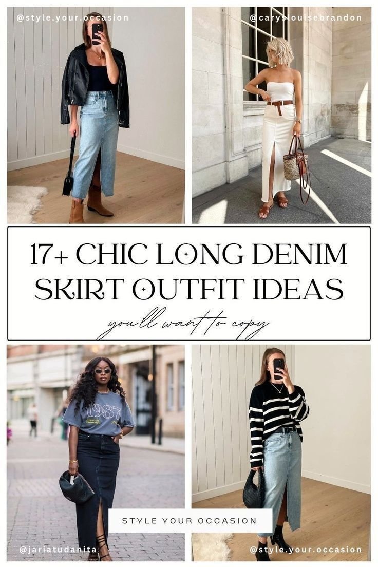 17+ idées de tenues chics avec une jupe longue en jean pour l'automne, l'hiver, le printemps et l'été | Jeans femme 17+ idées de tenues chics avec une jupe longue en jean pour l'automne, l'hiver, le printemps et l'été | Jeans femme - Tenues jupe en jean hiver