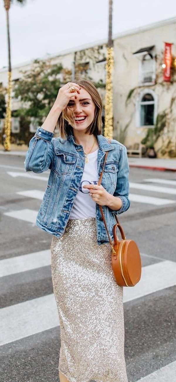 Que porter avec une jupe à paillettes ? - tenue jupe à paillettes