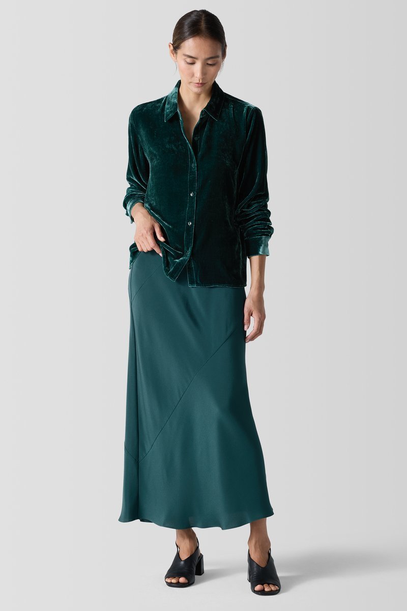 Robes et jupes simples en tissus biologiques | EILEEN FISHER - Jupe en satin vert