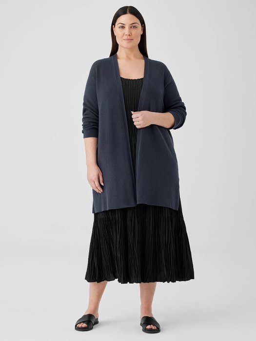 Cardigan péruvien en crêpe de coton biologique - tenue cardigan bleu marine