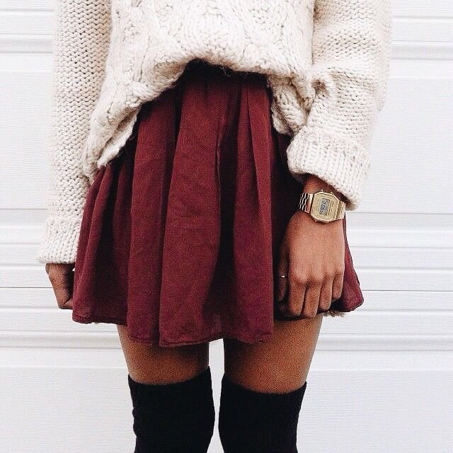 Chaussettes hautes Factory Prepster - tenue cardigan rouge