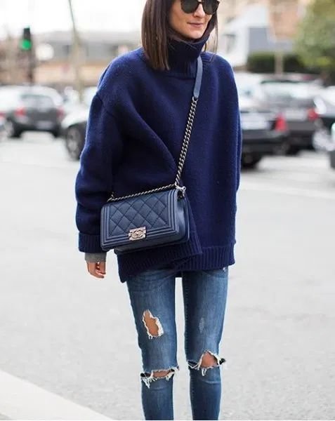 Comment porter un pull bleu marine : 13 idées de tenues pour femmes - FMag.com - Tenue pull bleu bébé