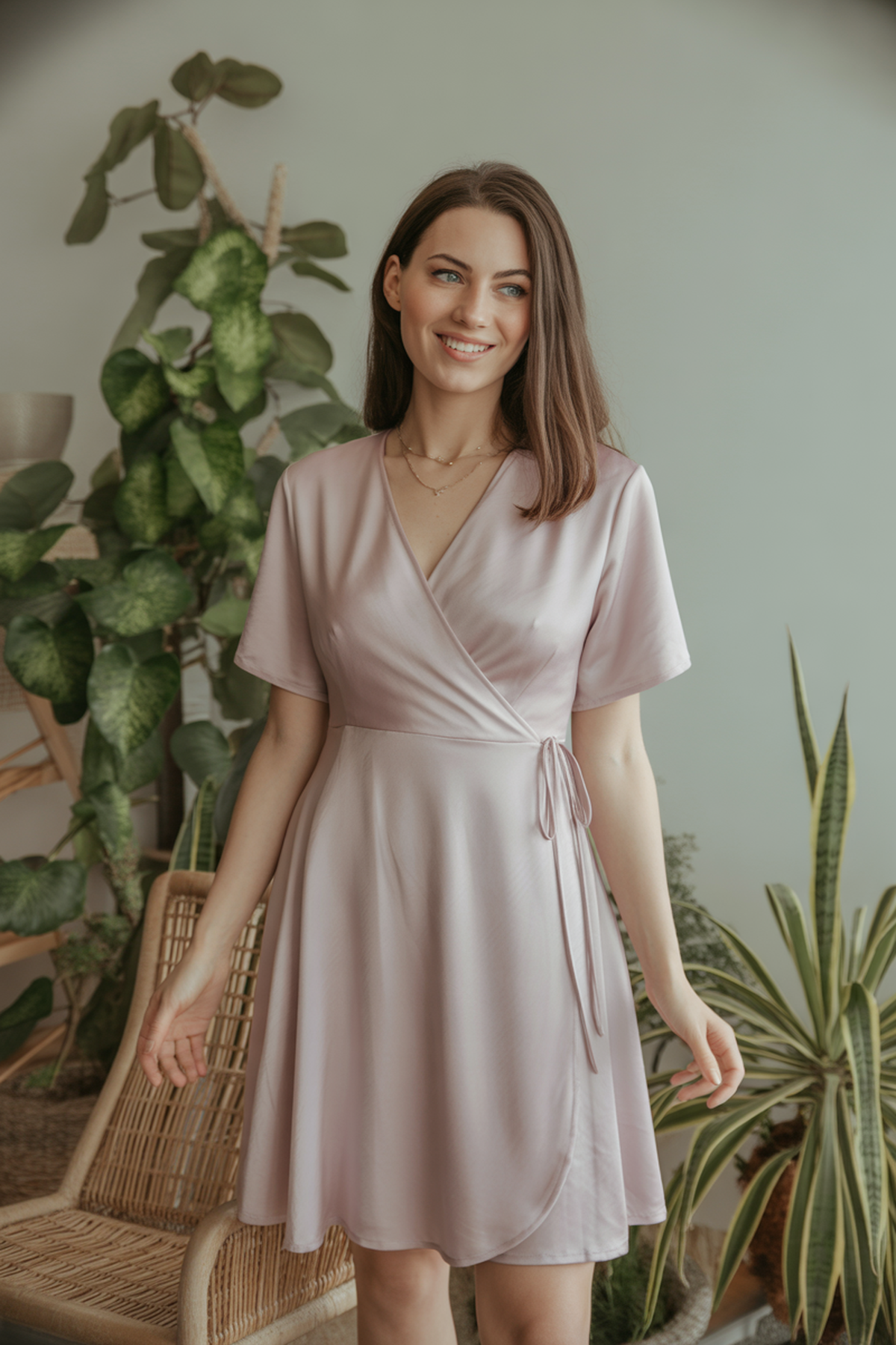 Chic Wrap Dress With Minimal Accessories