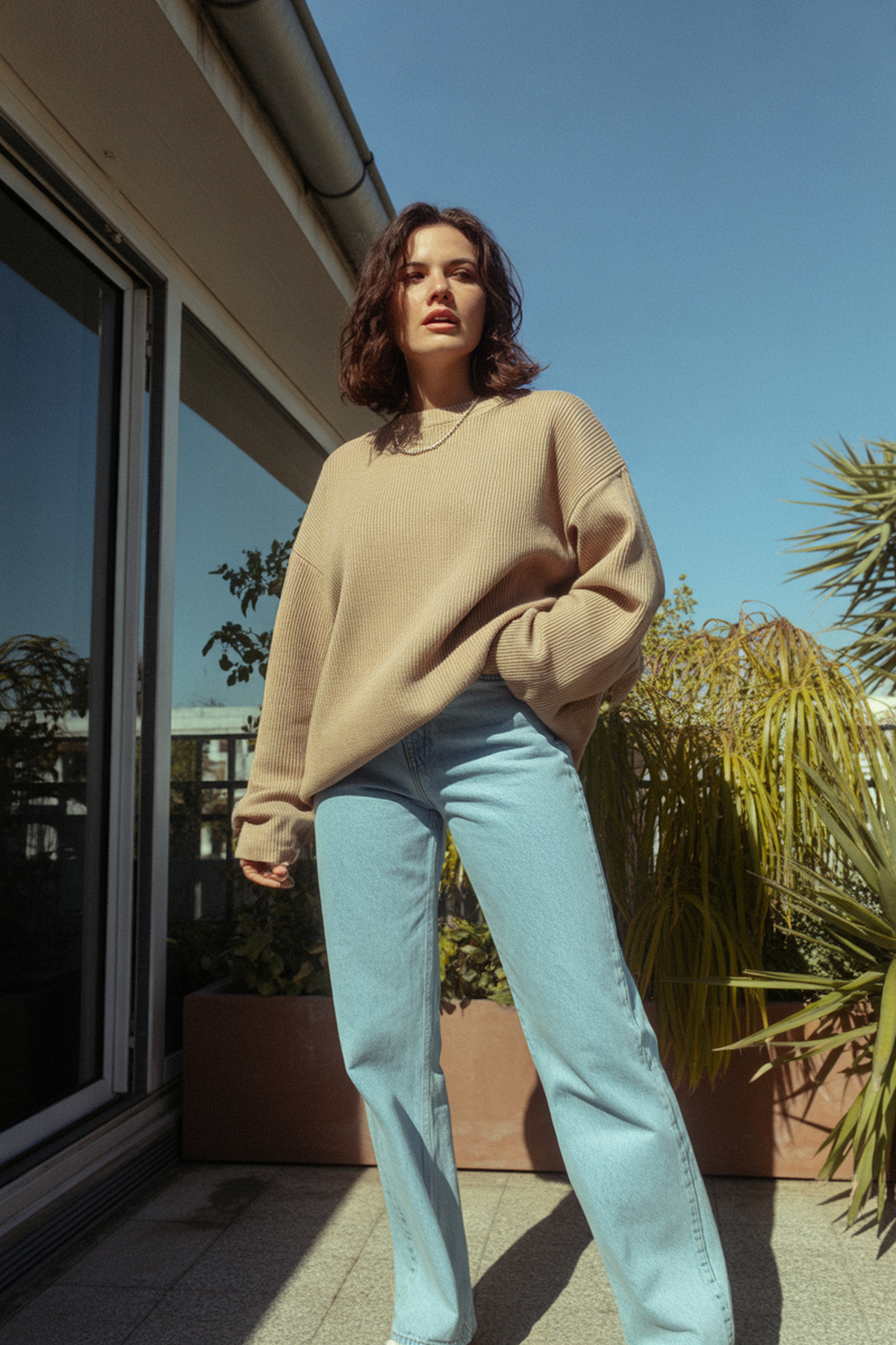 Cozy Oversized Sweater With Straight-Leg Jeans