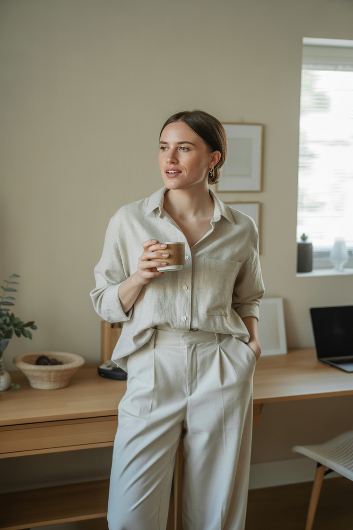 Effortless Linen Shirt Paired With Tailored Pants