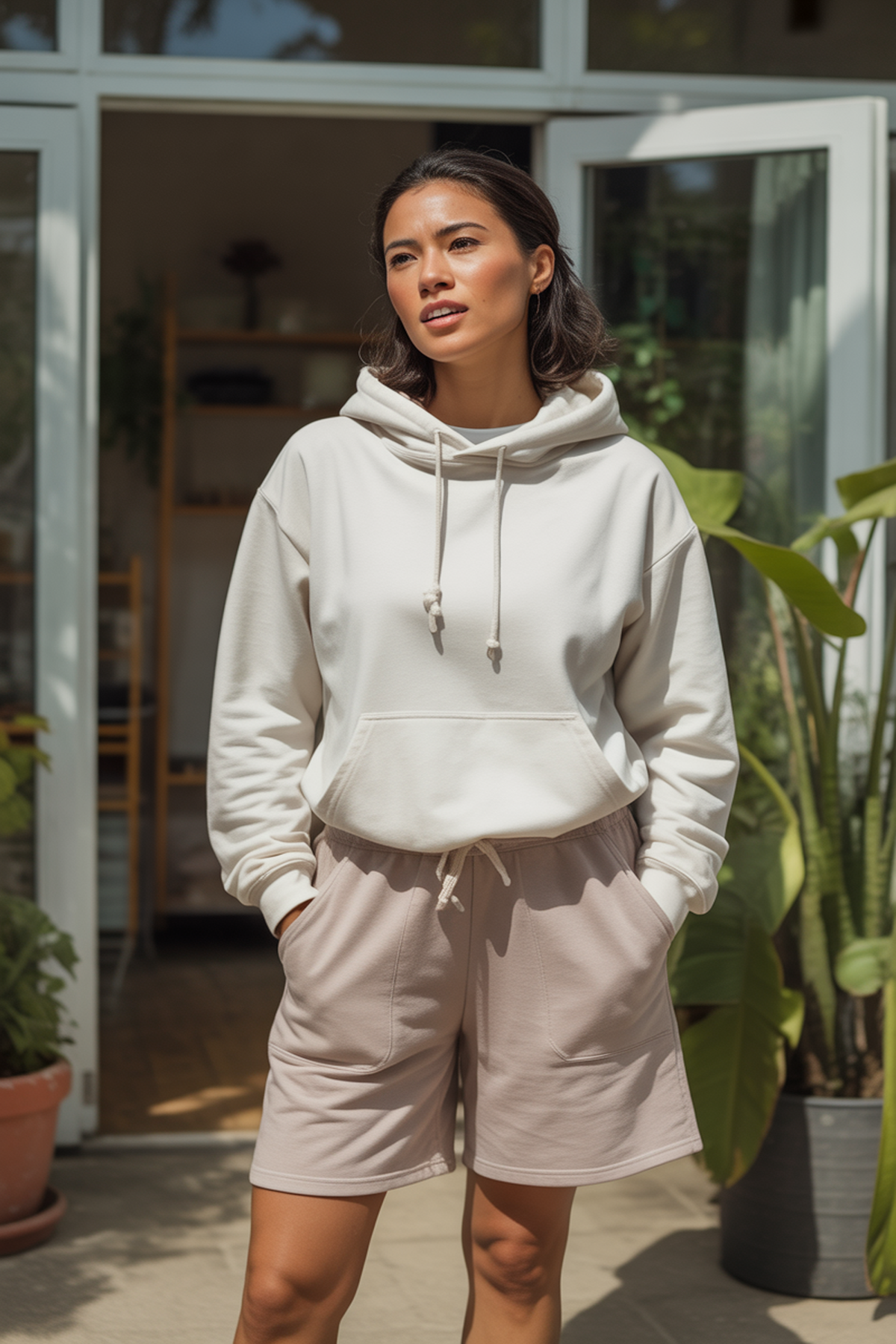 Lightweight Hoodie Paired With Soft Cotton Shorts