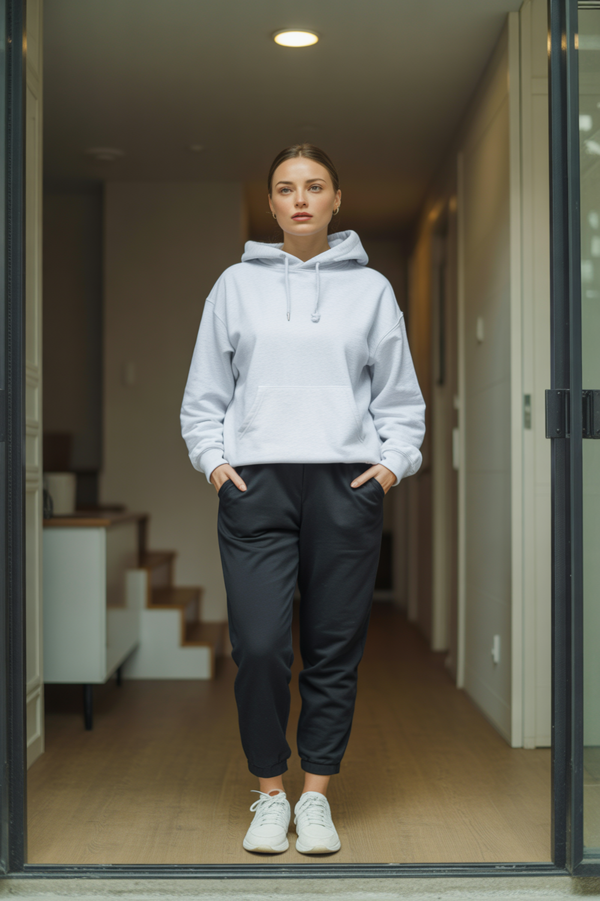 Soft Hoodie Paired With Tailored Jogger Pants