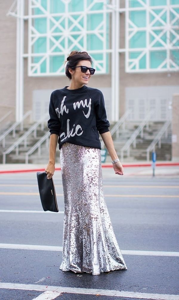 Quel type de hauts porter avec des jupes longues – Buzz16 – tenue jupe noire à paillettes