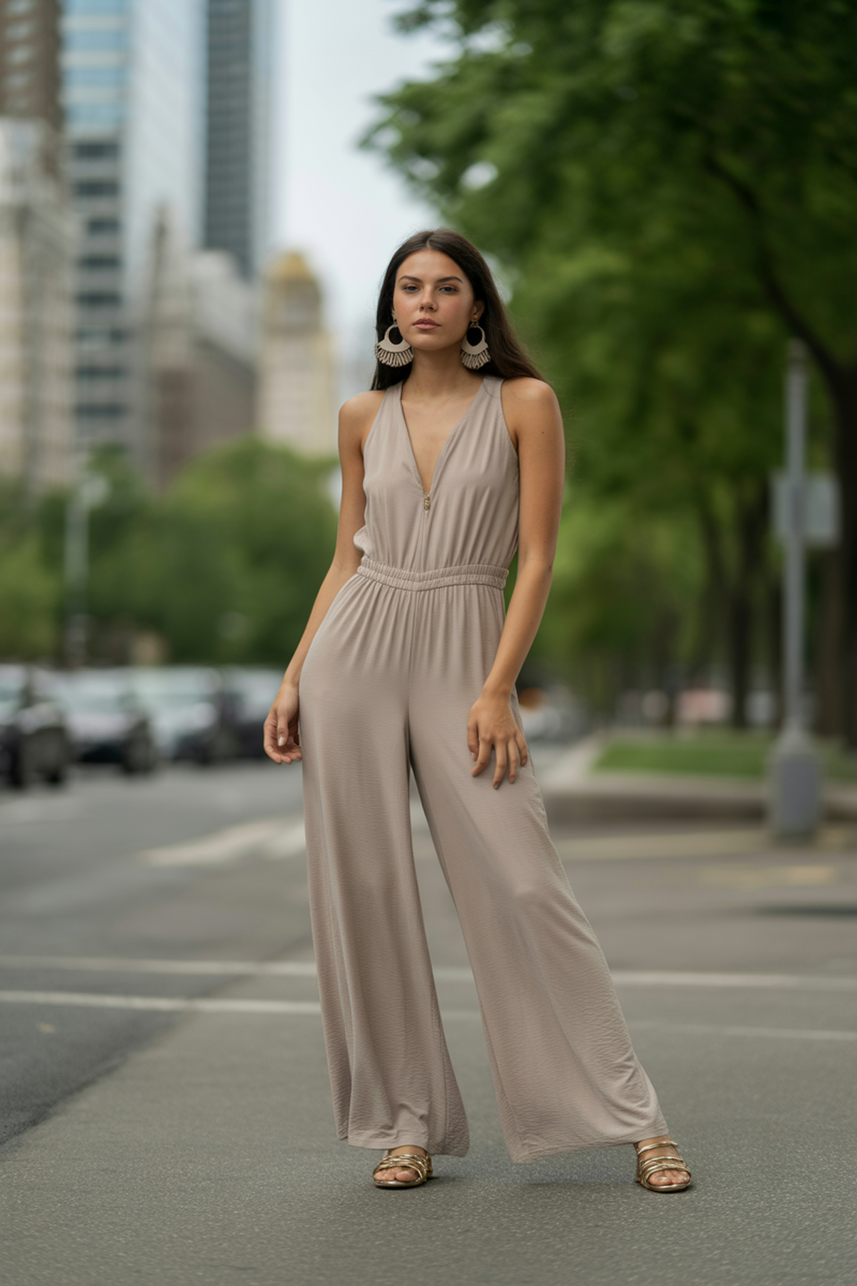 Macacão Inspirado no Boho com Brincos Marcantes