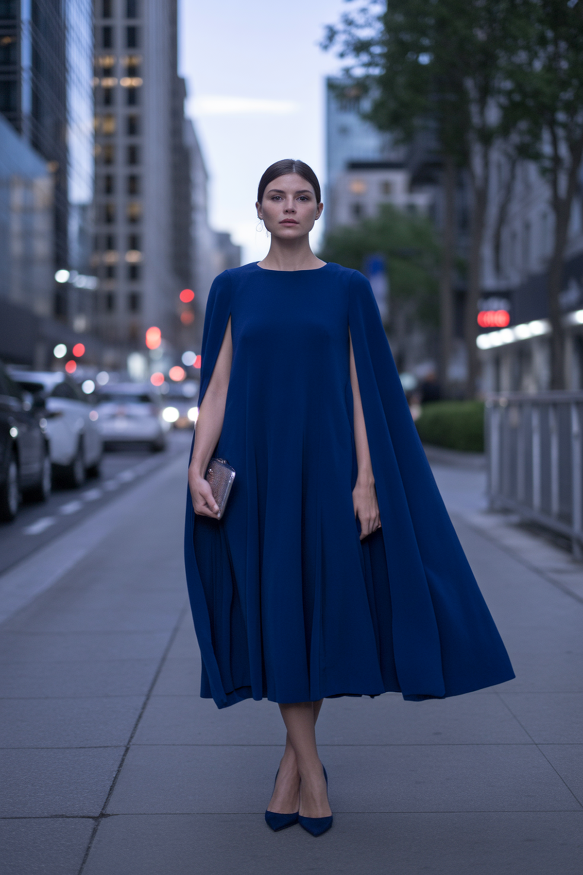Cape-Style Dress for Dramatic Flair
